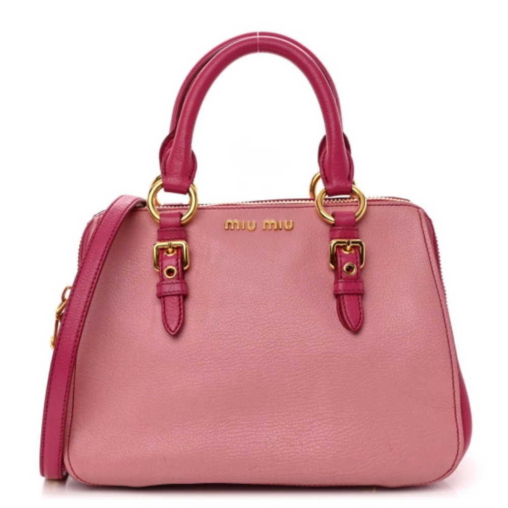 Miu Miu Pink Leather Satchel – Two-Tone Italian Designer Bag